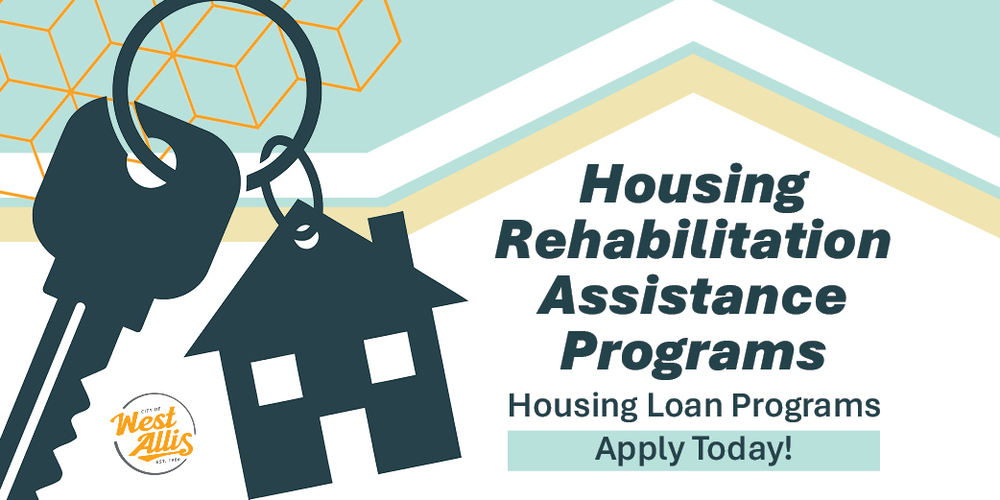 An illustration of a key and home. Text reads "Housing Rehabilitation Assistance Programs. Housing Loan Programs. Apply today!"