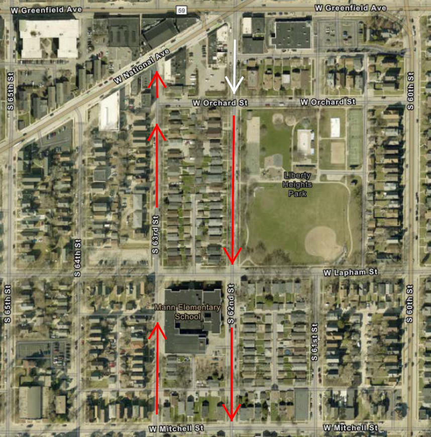 A map of 63rd and 62nd Street where there will be one-way streets
