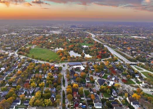 An aerial view of a Milwaukee County neighborhood