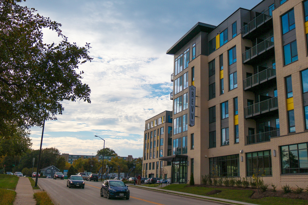The exterior of The Revv from National Avenue