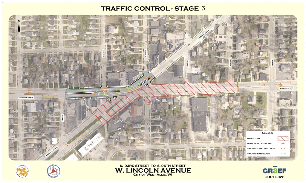 A map of the construction area on Lincoln Avenue from 93rd Street to 96th Street