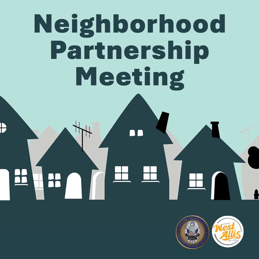 Illustrations of homes. Text reads "Neighborhood Partnership Meeting"