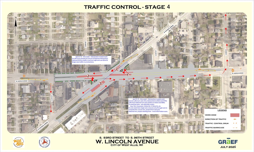 A map of the Lincoln Avenue and National Avenue intersection construction plan