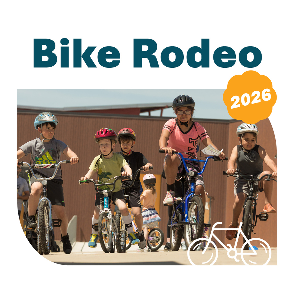 Six kids riding bikes. Text reads "2026 Bike Rodeo"