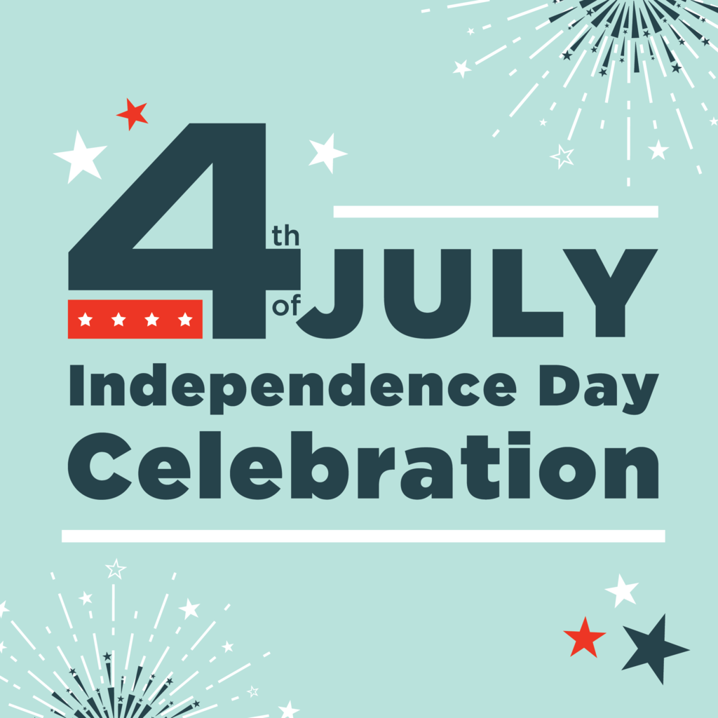 Fourth of July Activities graphic with fireworks and stars.