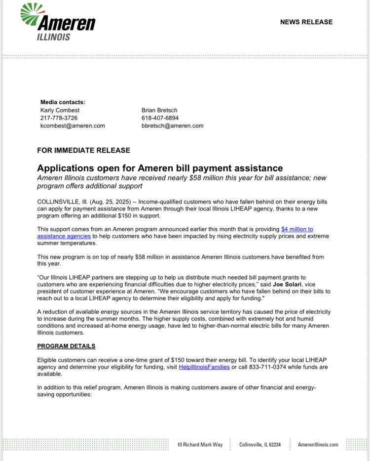 Ameren press release 1