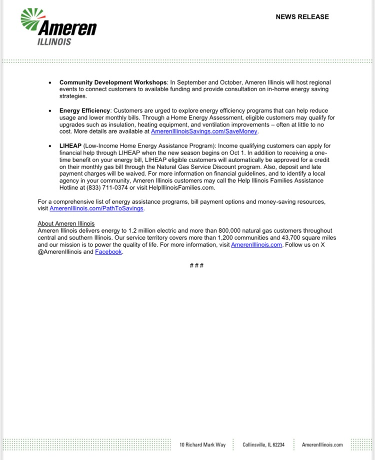 Ameren press release 2