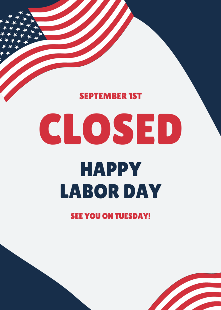 Blue and Red Simple Labor Day Poster