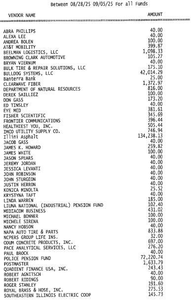 Bill list 9-9-25 #1