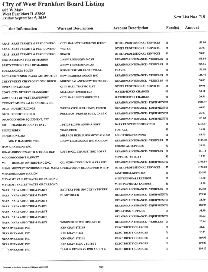 Bill list 9-9-25 #3