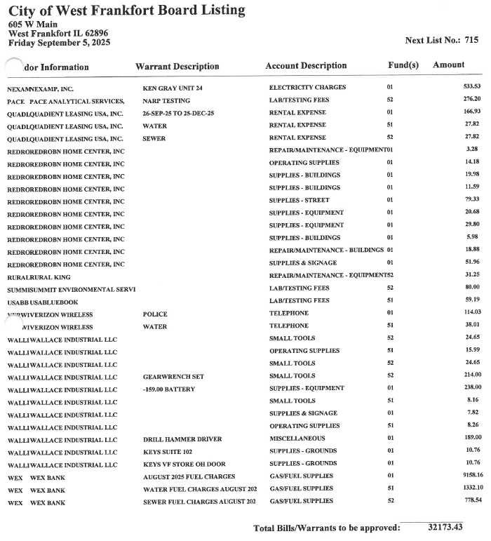 Bill list 9-9-25 #4