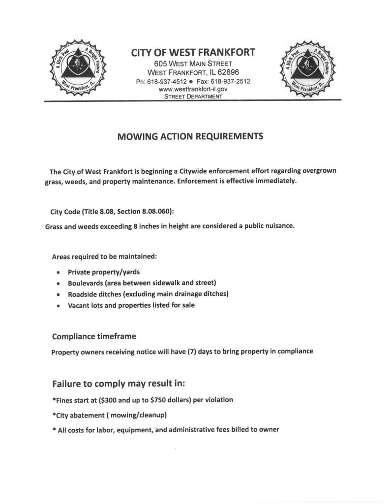 Mowing action requirements 2026
