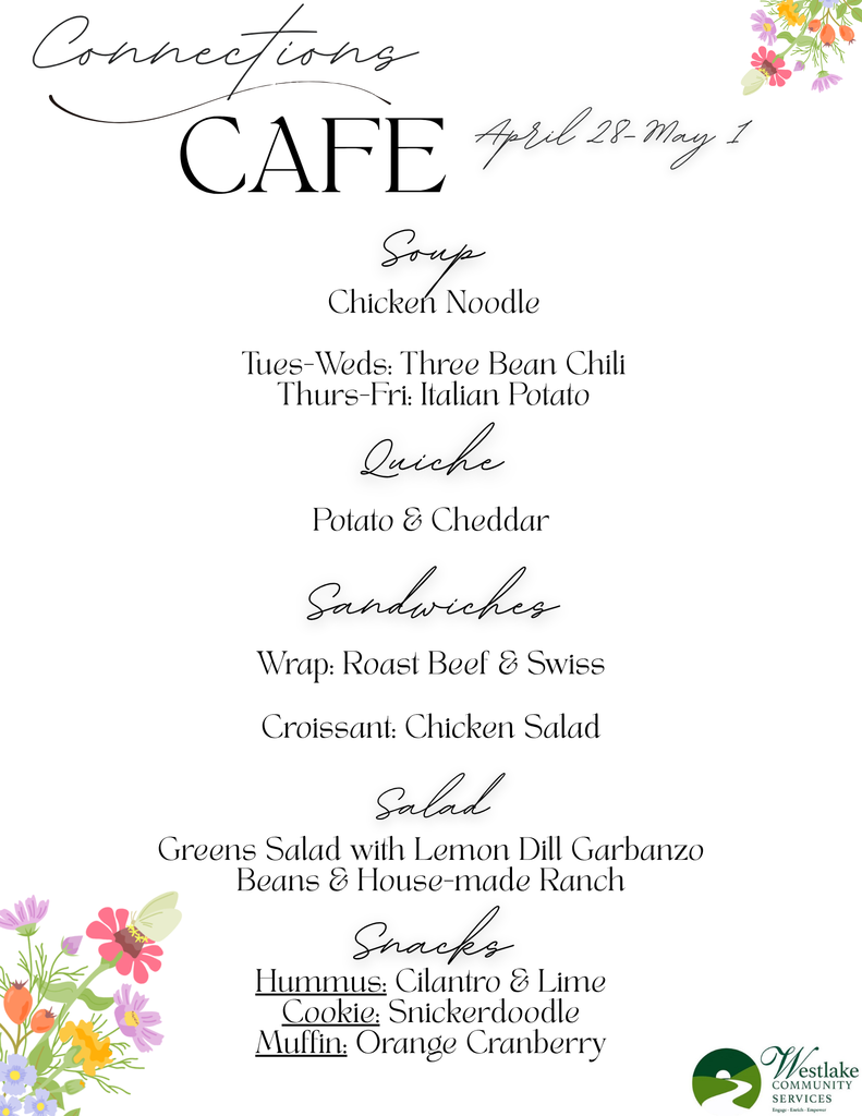 Connections Cafe Menu April 28-May 1
