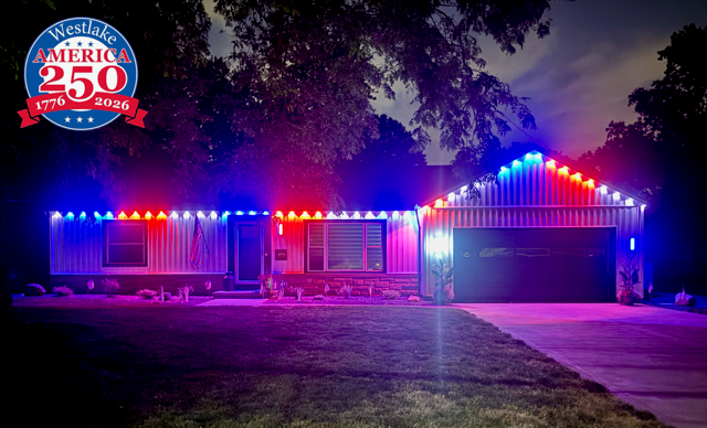 North Glen house with Red, White and Blue Lights