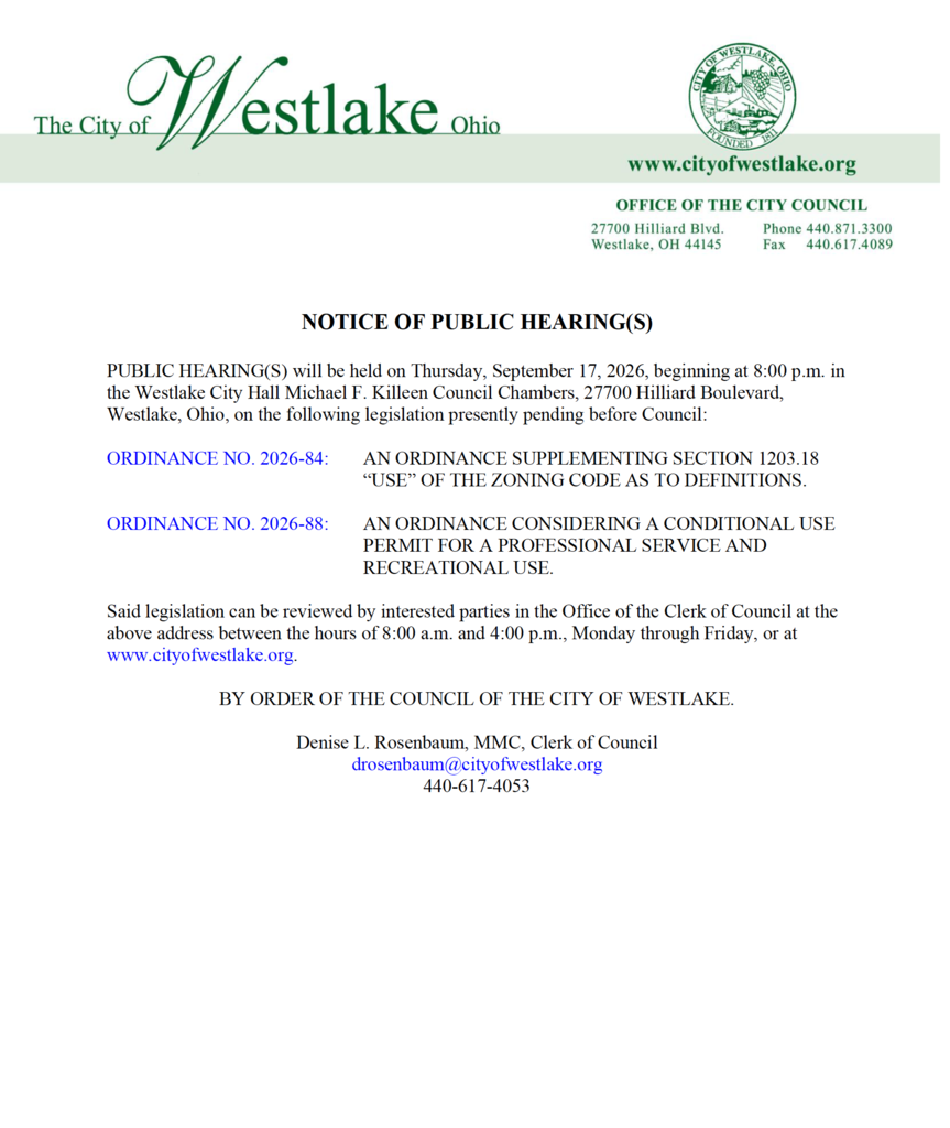 NOTICE OF PUBLIC HEARING 9/17/2026