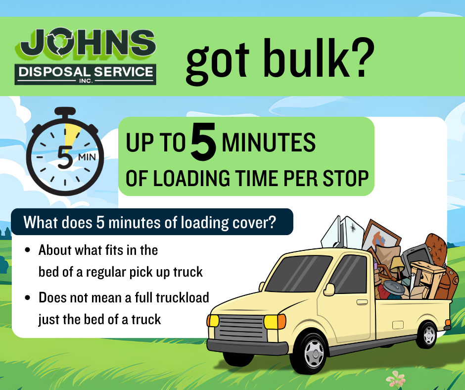 City of Whitewater JOHNS Bulk Pickup Season is through the month of May.