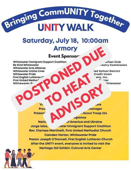 ATTENTION: Unity Walk POSTPONED due to extreme heat and air quality advisory