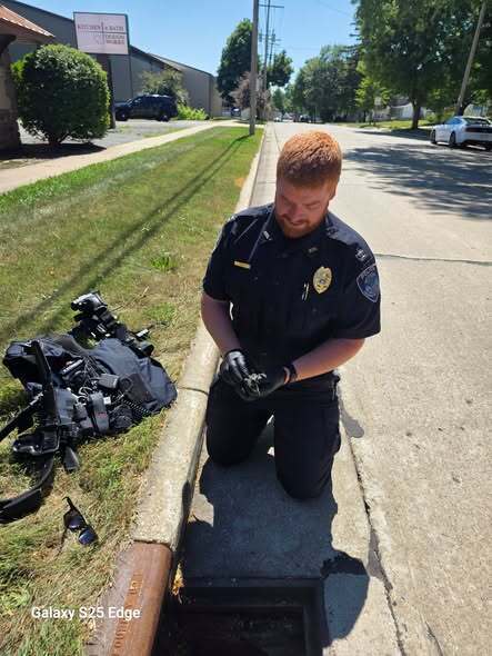 Whitewater PD rescuing the ducklings inside a storm drain!