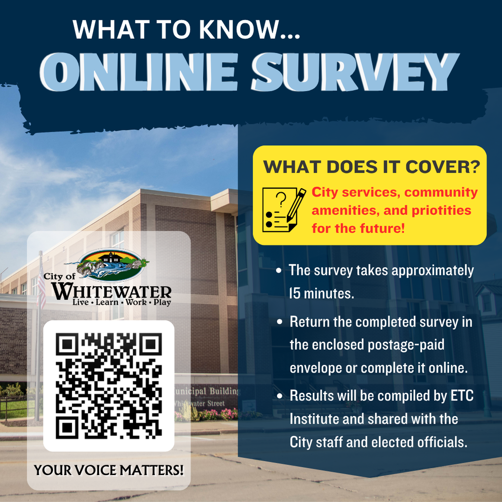 City of Whitewater: community survey online and what it covers.