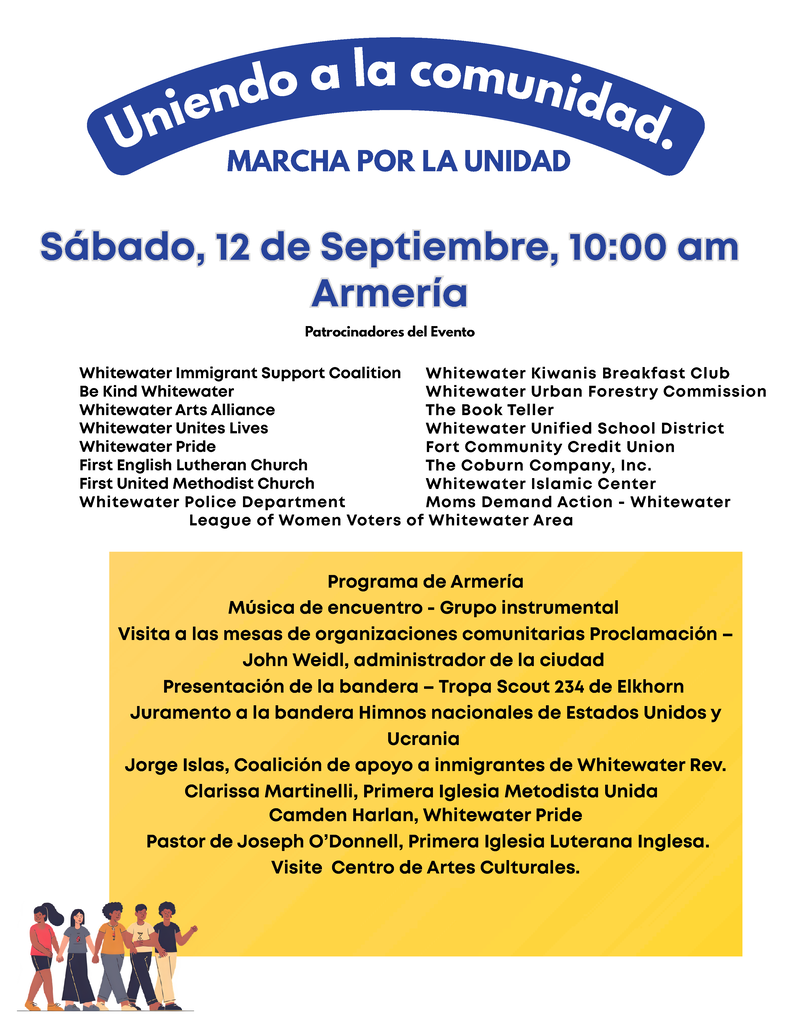 Rescheduled Unity Walk on September 12th at 10am at the Armory