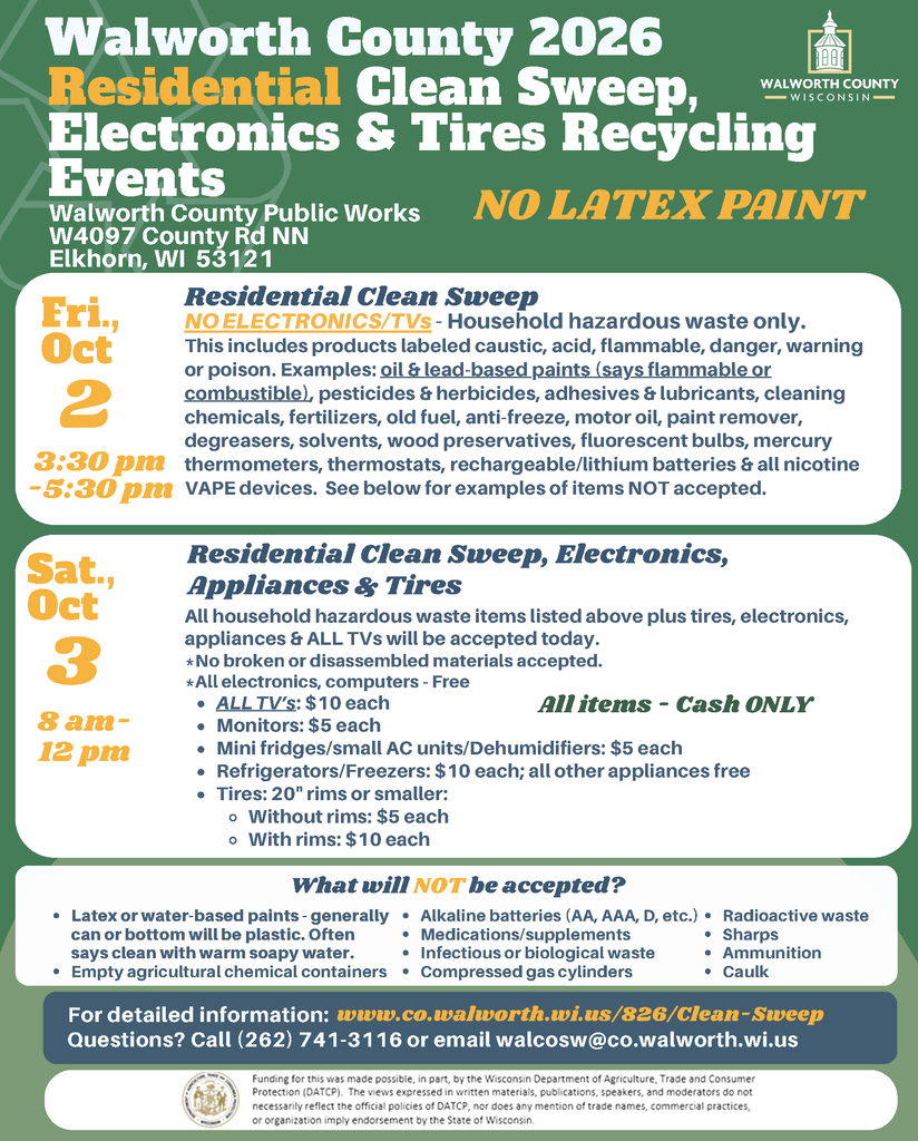 Walworth County Clean Sweep on October 2nd