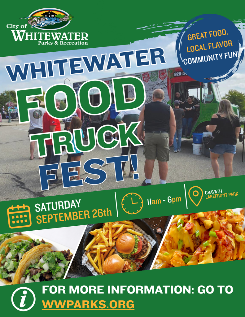 Whitewater Food Truck Fest event on Saturday, September 26th at 11AM.