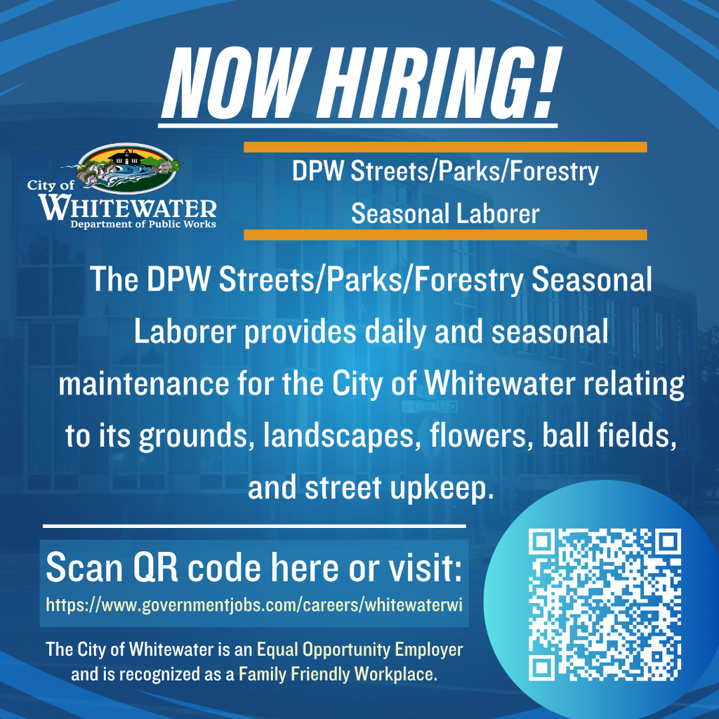 Now Hiring: DPW Streets/Parks/Forestry Seasonal Laborer