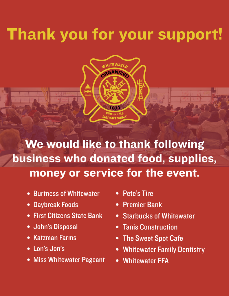 Thank you for your support at this year's pancake breafast