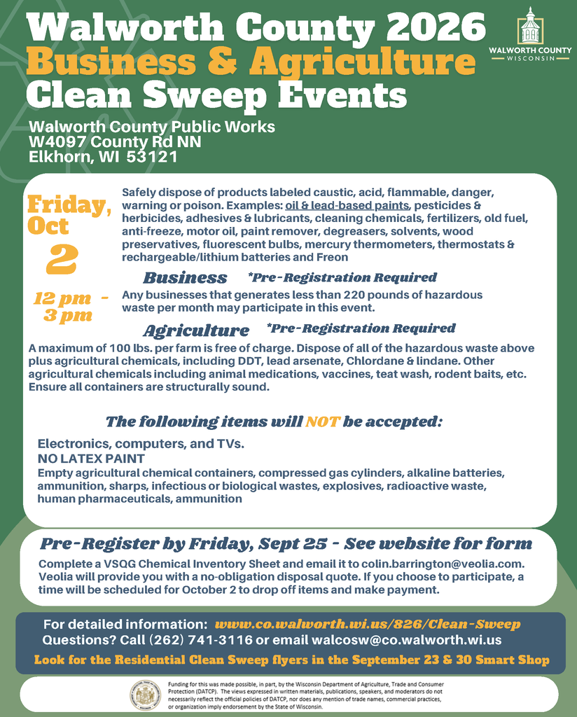 Walworth county has their second clean sweep of the year on October 2nd and 3rd.