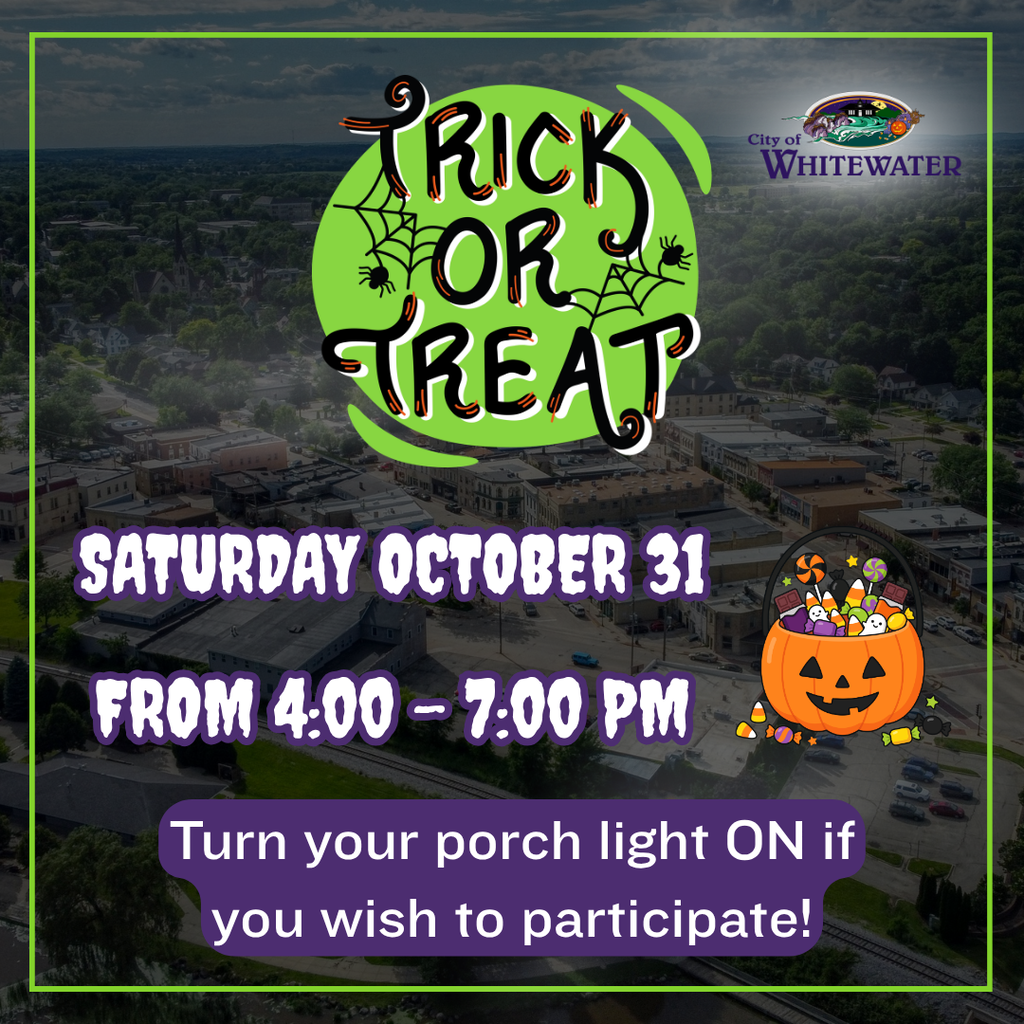Saturday trick or treating event on October 31st from 4 to 7 pm.