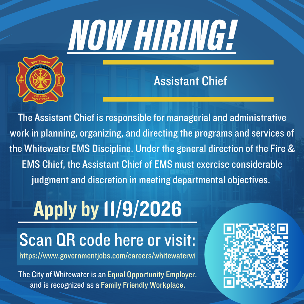 Now Hiring: Assistant Chief