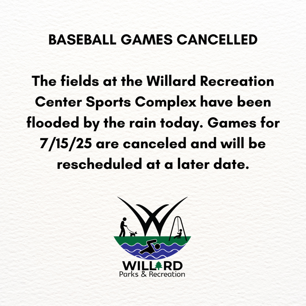 Youth baseball canceled tonight for rained out fields 7/15/2025