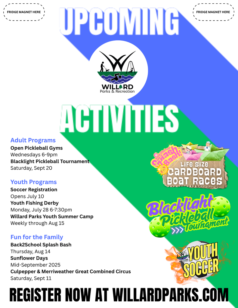 check your water bill for the latest willard parks schedule