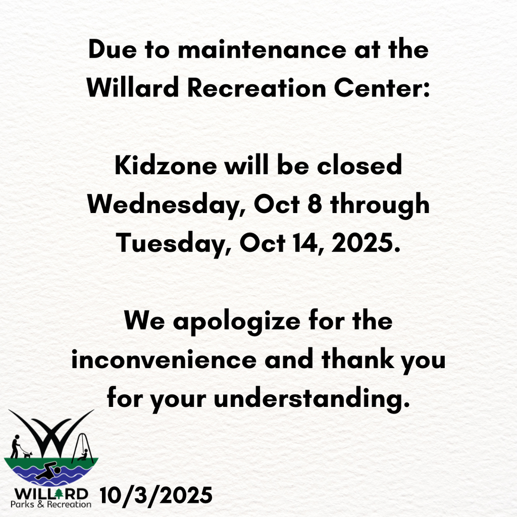 kidzone is closed oct 8 through oct 14