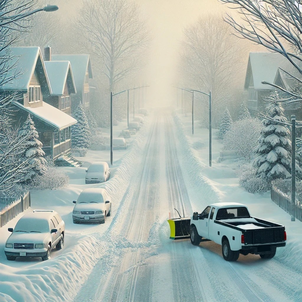 Snowy Road Being Cleared by Public Works