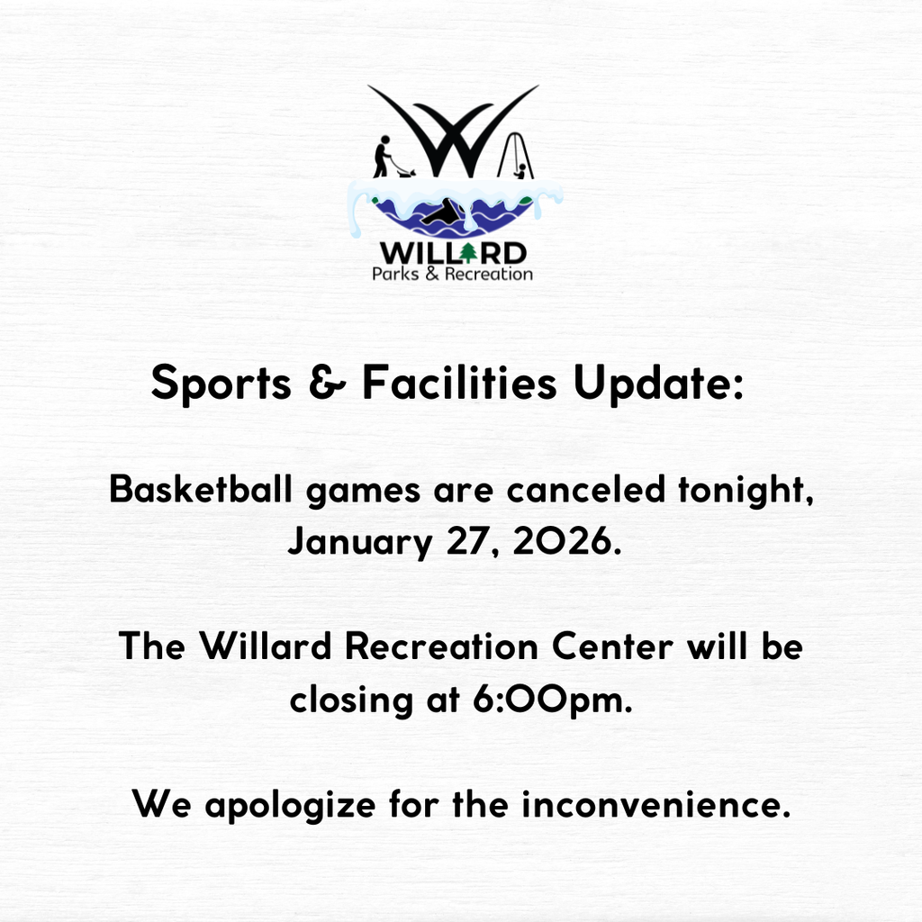 Basketball games are canceled and the Rec Center is closing early on Jan 27, 2026
