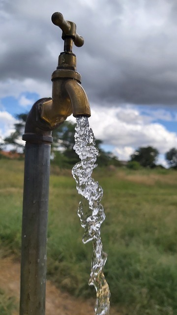Outside tap with water running