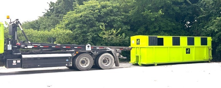 GFL recycle bin being delivered