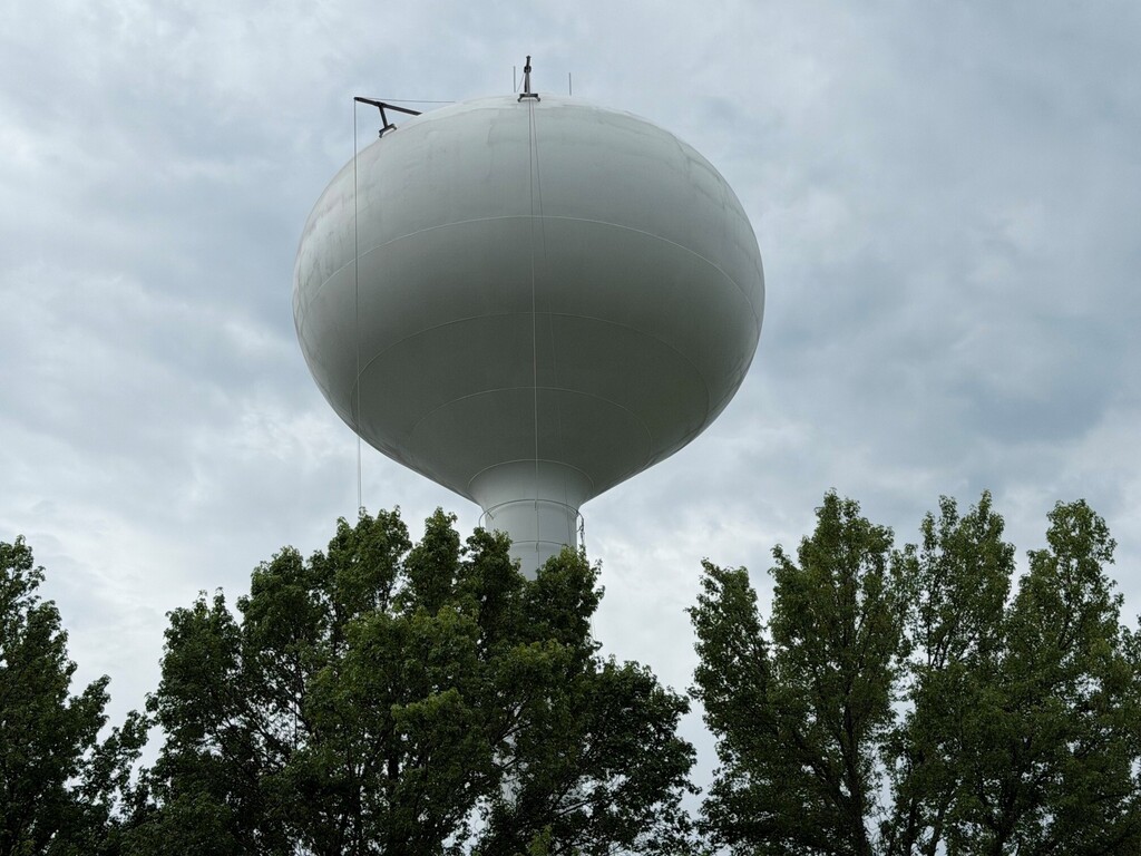 Meadows Water Tower showing progress, mildew is gone work is continuing
