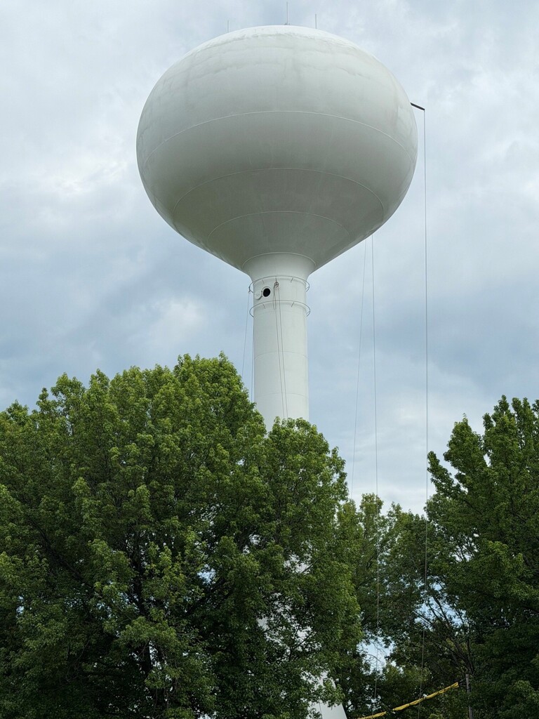 Meadows Water Tower showing progress, mildew is gone work is continuing