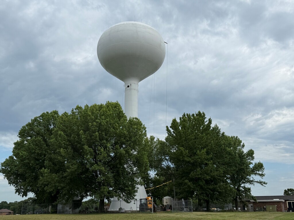 Meadows Water Tower showing progress, mildew is gone work is continuing