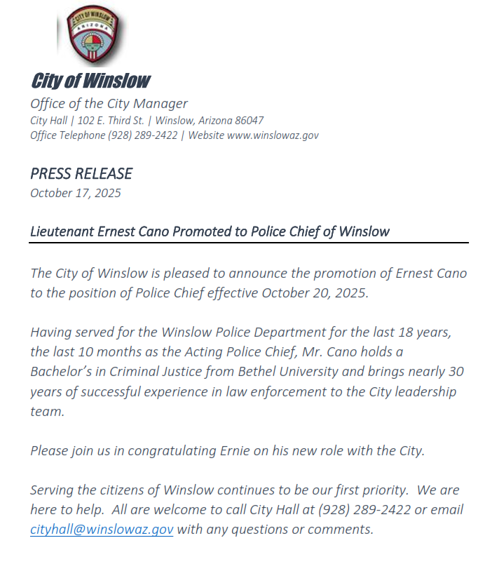 Police Chief Appointment