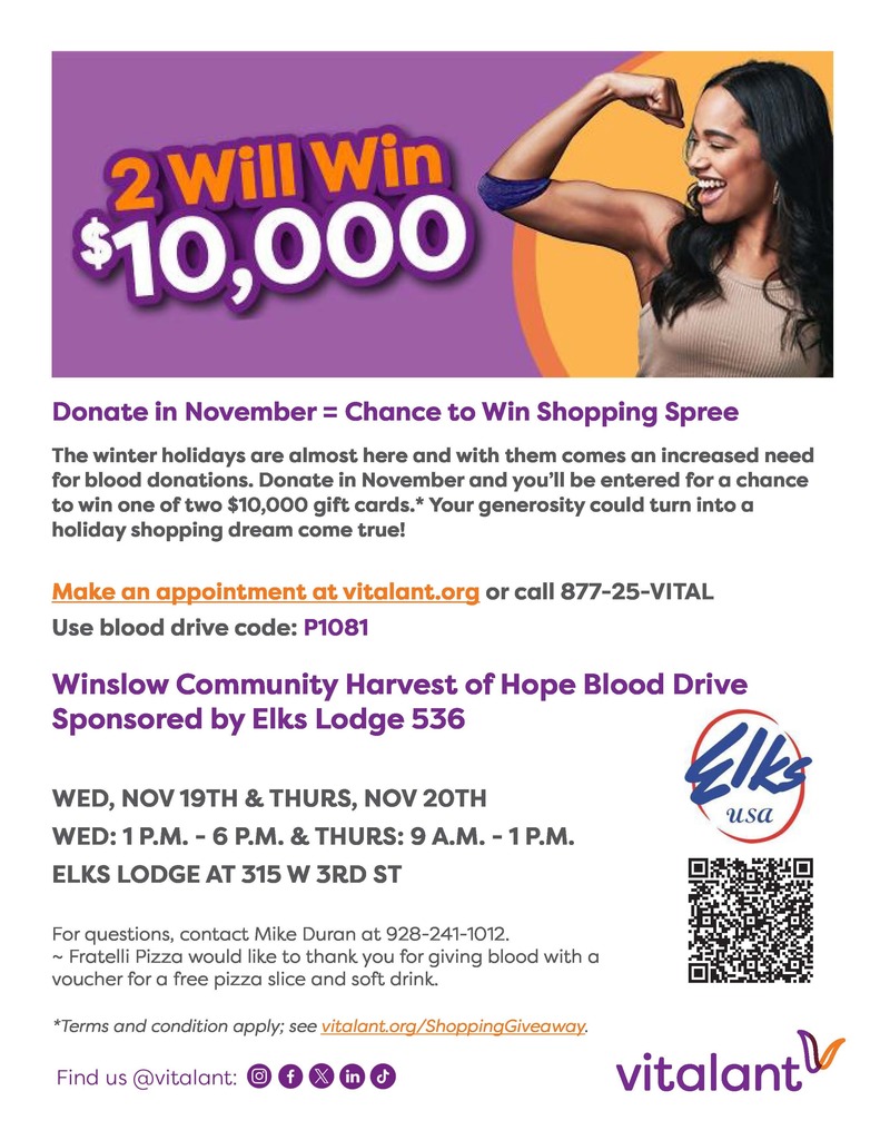 Donation 2 will win $10,000 Flyer