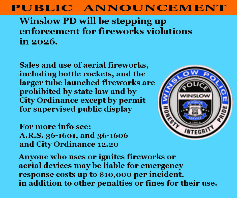 Public announcement for fireworks.