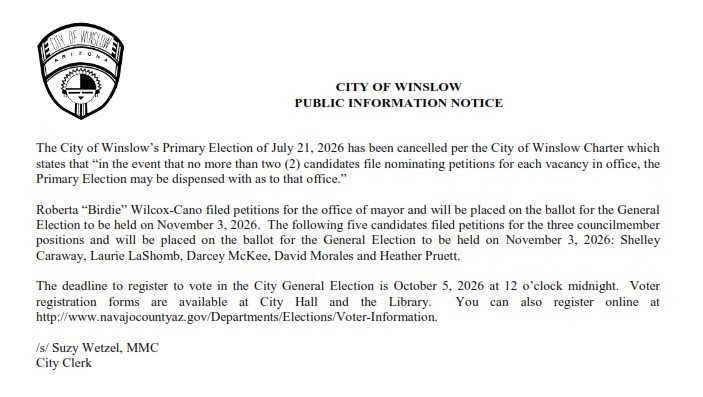 Primary Election Cancellation