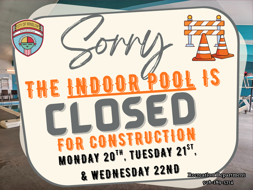 indoor pool swimming will be closed april 20th, 21st, and 22nd