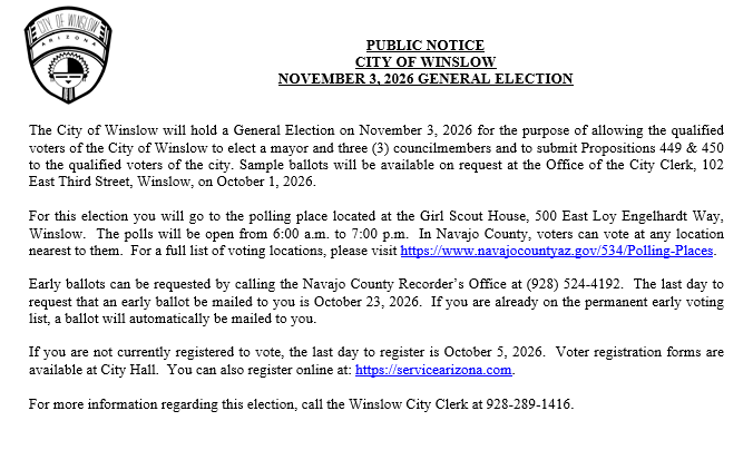 Nov 3rd sample ballot ad notice