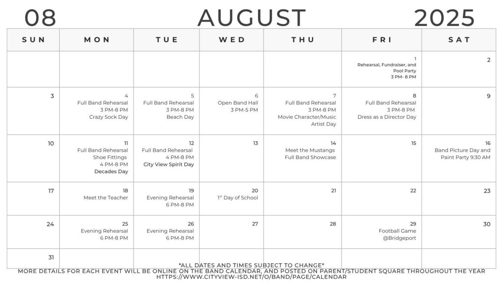 August Calendar
