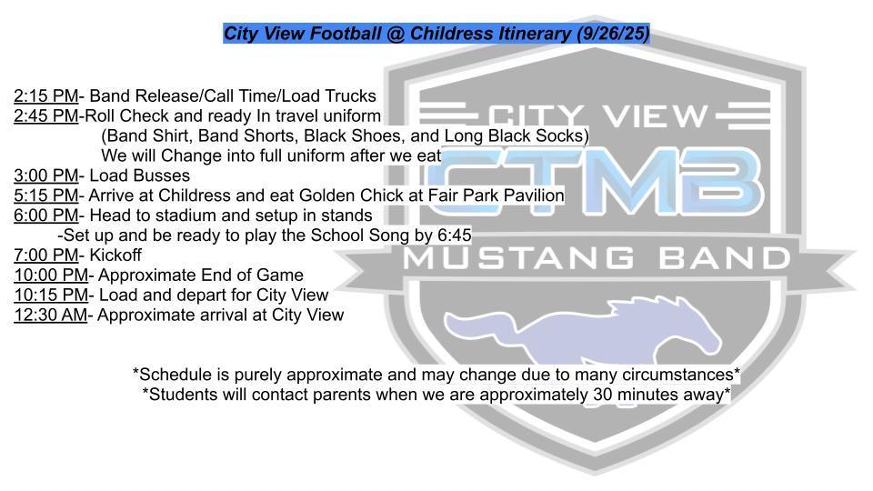 Childress Itinerary