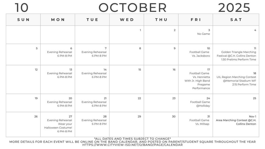 October Calendar
